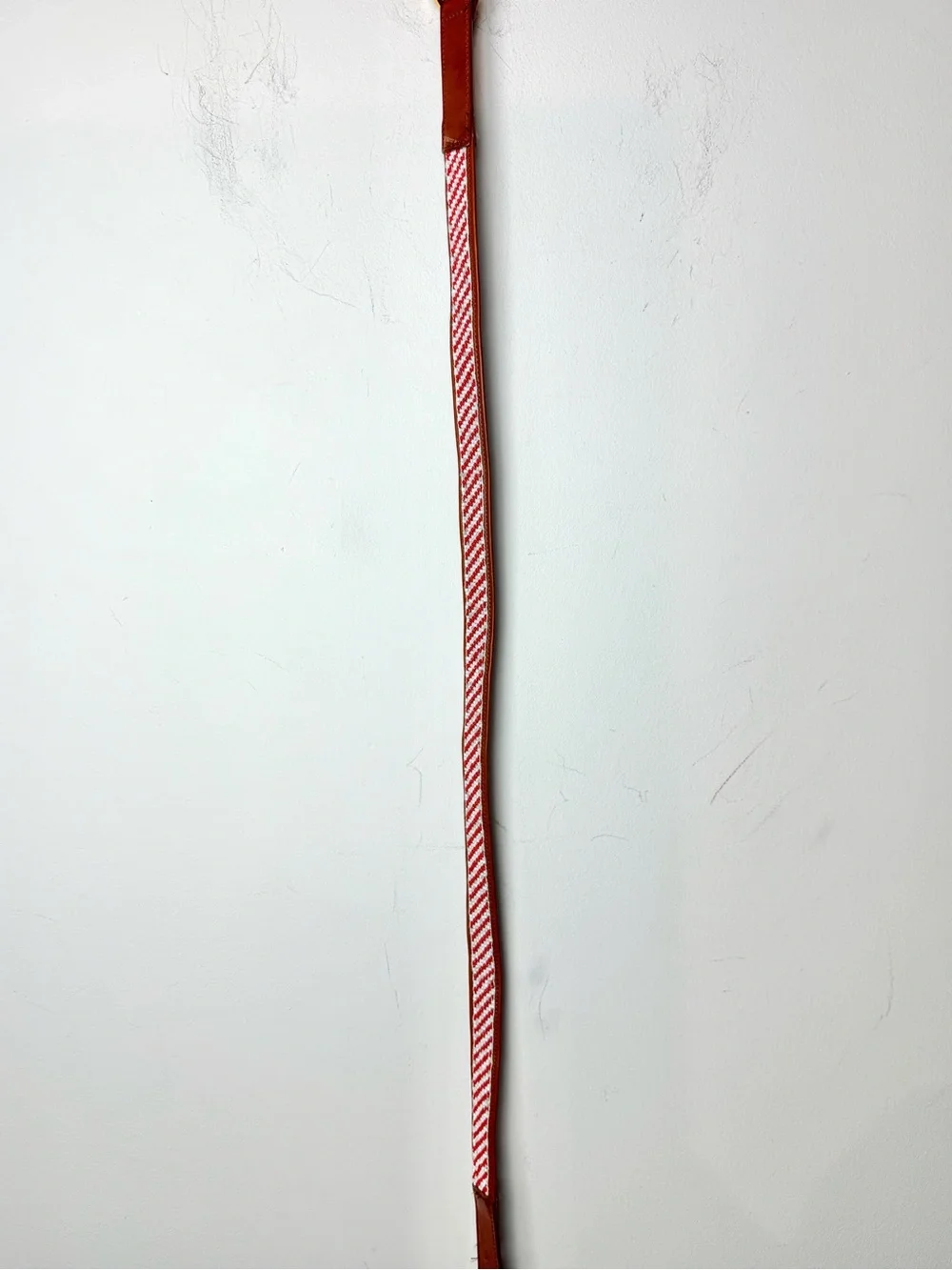 Tory Burch Cognac Leather Beaded Belt with Red and White Beads with TT Buckle XS